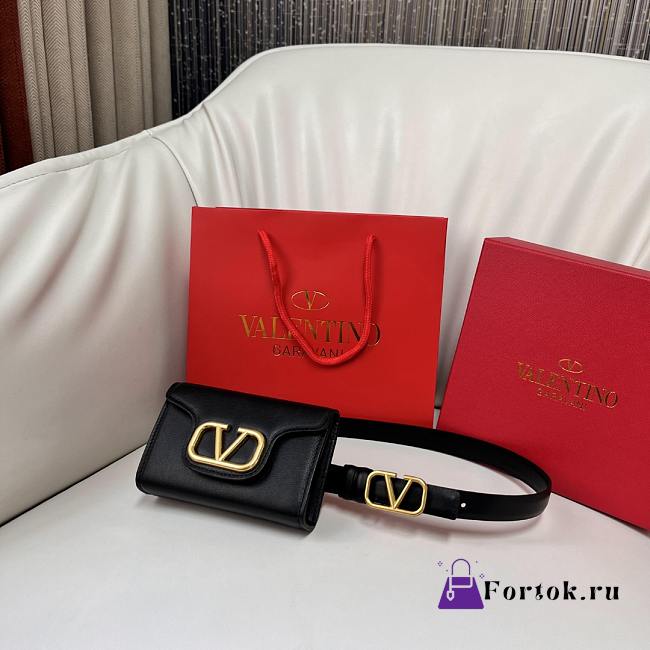 Fortok Valentino Waist Bag Black 12.5x8.5cm - 1