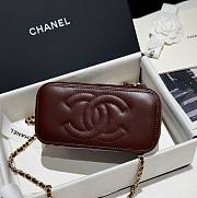 Fortok Chanel 24K Small Golden Ball Cosmetic Bag Dark Brown 9.5x17x8cm - 6