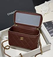 Fortok Chanel 24K Small Golden Ball Cosmetic Bag Dark Brown 9.5x17x8cm - 5