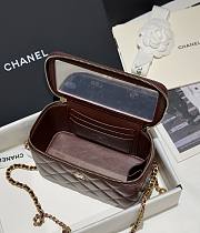 Fortok Chanel 24K Small Golden Ball Cosmetic Bag Dark Brown 9.5x17x8cm - 4