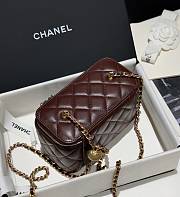 Fortok Chanel 24K Small Golden Ball Cosmetic Bag Dark Brown 9.5x17x8cm - 2