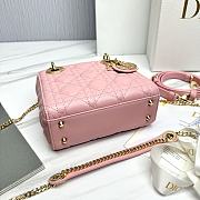 Fortok Dior Lady Dior Bag Cannage Leather Pink 17cm  - 2