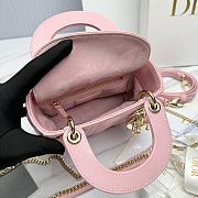 Fortok Dior Lady Dior Bag Cannage Leather Pink 17cm  - 3