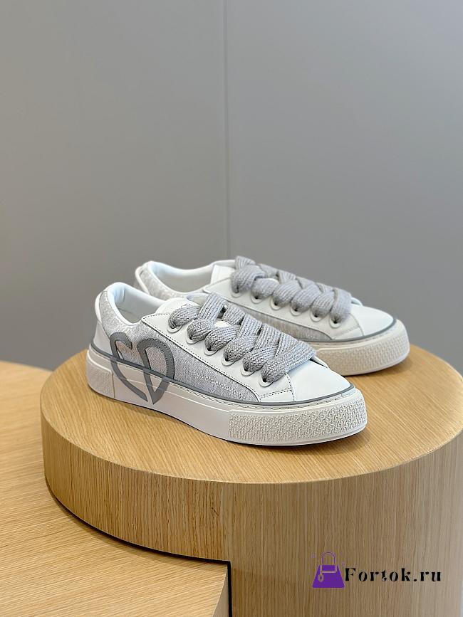 Fortok Dior B33 Gray Smooth Calfskin and Dior Oblique Jacquard Leather Low Top Sneakers - 1