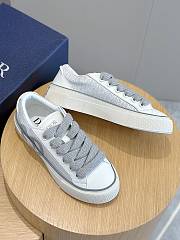 Fortok Dior B33 Gray Smooth Calfskin and Dior Oblique Jacquard Leather Low Top Sneakers - 2