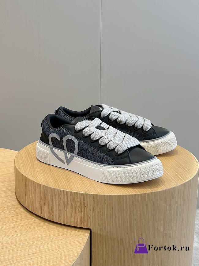 Fortok Dior B33 Black Smooth Calfskin and Dior Oblique Jacquard Leather Low Top Sneakers - 1