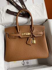 Fortok Hermes Birkin Togo In Smooth Leather Brown Gold Buckle 25cm - 1