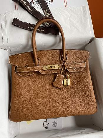Fortok Hermes Birkin Togo In Smooth Leather Brown Gold Buckle 25cm