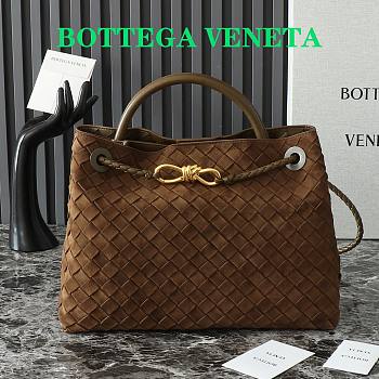 Fortok Bottega Veneta Andiamo Suede Bag Brown 80842 32x24x12cm