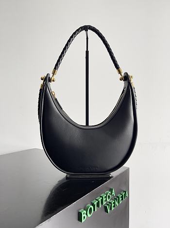Fortok Bottega Veneta Hula Hoop Shoulder Bag Black 794902 28x27x6cm