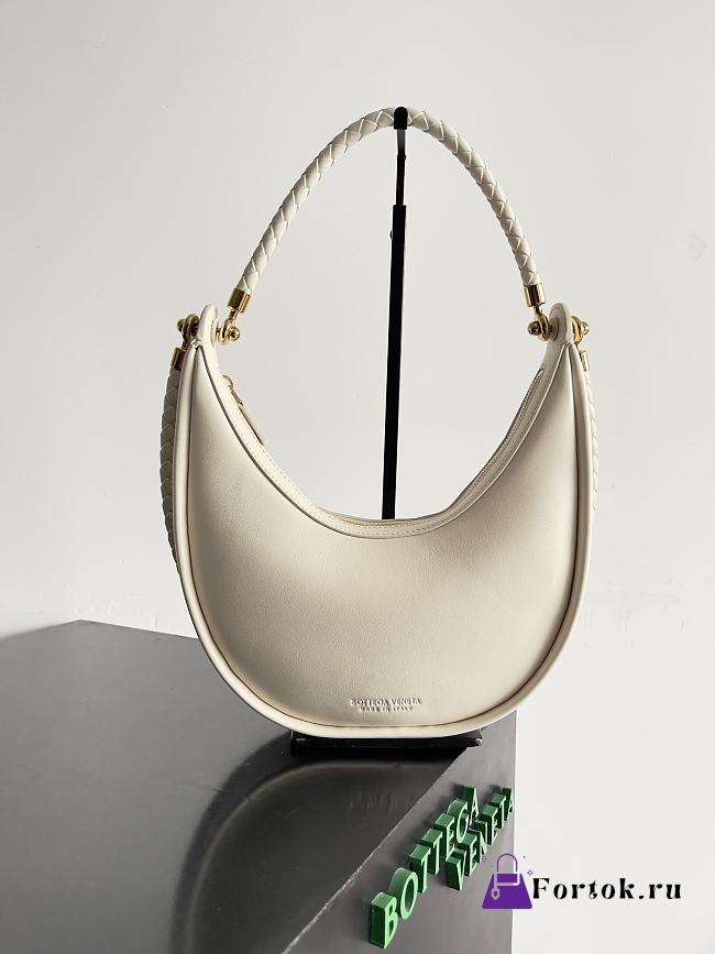 Fortok Bottega Veneta Hula Hoop Shoulder Bag White 794902 28x27x6cm - 1