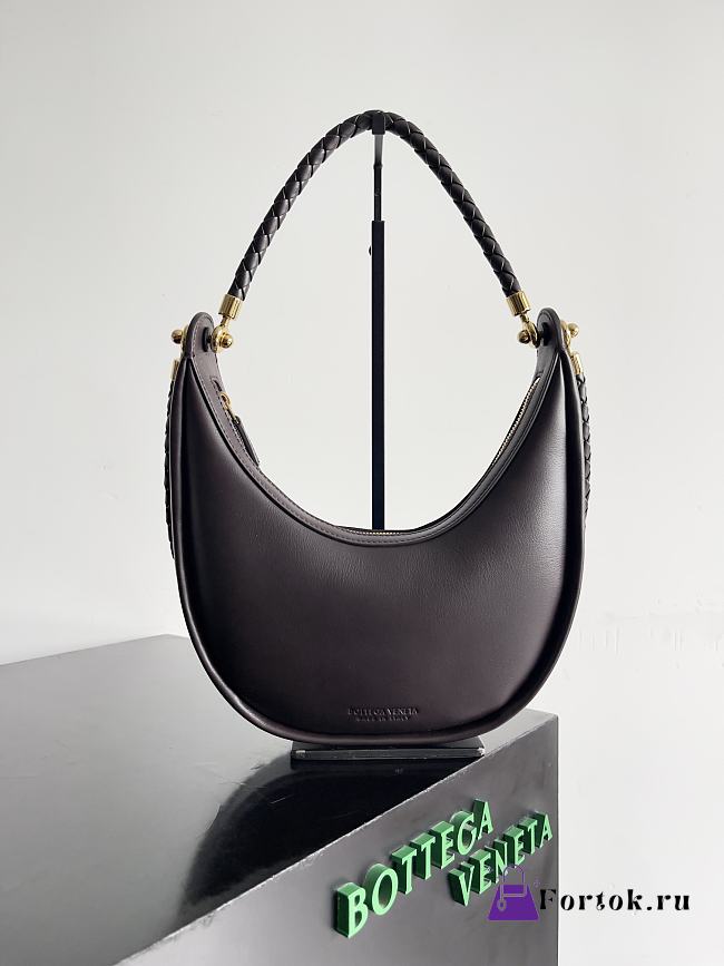 Fortok Bottega Veneta Hula Hoop Shoulder Bag Dark Brown 794902 28x27x6cm  - 1