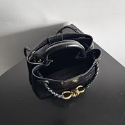 Fortok Bottega Veneta Andiamo Crocodile Leather Bag Black 777614 22x9x15.5cm - 5