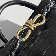 Fortok Bottega Veneta Andiamo Crocodile Leather Bag Black 777614 22x9x15.5cm - 2