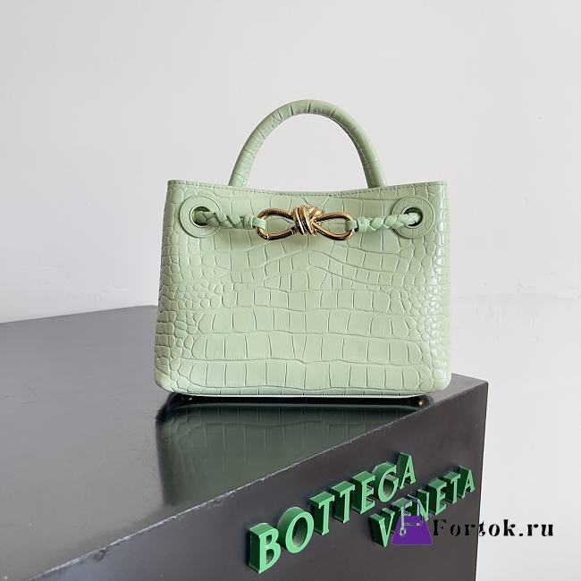 Fortok Bottega Veneta Andiamo Crocodile Leather Bag Green 777614 22x9x15.5cm - 1