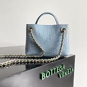 Fortok Bottega Veneta Andiamo Crocodile Leather Bag Blue 777614 22x9x15.5cm - 6