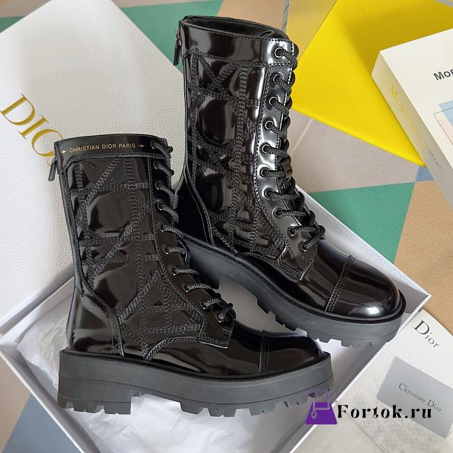 Fortok Dior D-Unit Ankle Boot Black Quilted Cannage Calfskin  - 1
