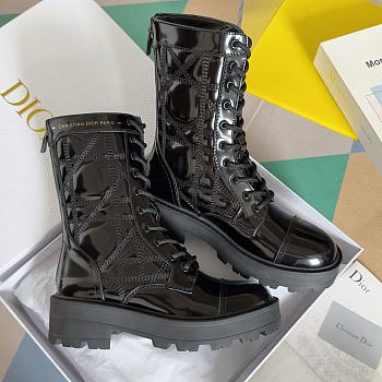 Fortok Dior D-Unit Ankle Boot Black Quilted Cannage Calfskin 