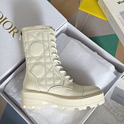 Fortok Dior D-Unit Ankle Boot White Quilted Cannage Calfskin - 4