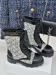 Fortok Dior D-Unit Ankle Boot Black Calfskin With Grey Tweed  - 6