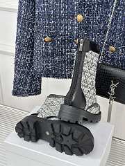 Fortok Dior D-Unit Ankle Boot Black Calfskin With Grey Tweed  - 5