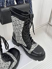 Fortok Dior D-Unit Ankle Boot Black Calfskin With Grey Tweed  - 3