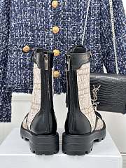 Fortok Dior D-Unit Ankle Boot Black Calfskin With Beige Tweed - 6