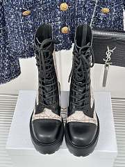 Fortok Dior D-Unit Ankle Boot Black Calfskin With Beige Tweed - 4