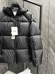 Fortok Dior CD Fabric Oblique Hooded Down Jacket Black  - 3