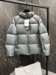Fortok Dior CD Fabric Oblique Hooded Down Jacket Grey - 1