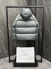 Fortok Dior CD Fabric Oblique Hooded Down Jacket Grey - 6