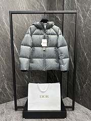 Fortok Dior CD Fabric Oblique Hooded Down Jacket Grey - 3