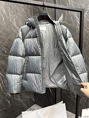 Fortok Dior CD Fabric Oblique Hooded Down Jacket Grey - 2