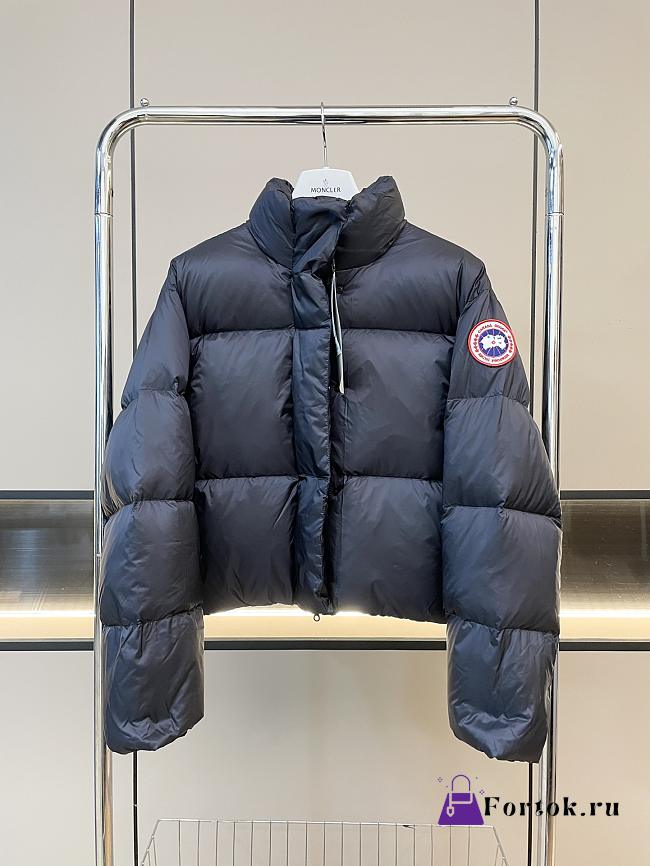 Fortok Canada Goose Cypress Classic Embroidered Logo Short Parka Down Jacket Black - 1