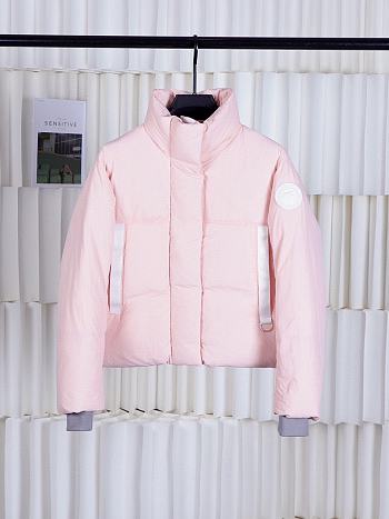 Fortok Canada Goose Cypress Classic Embroidered Logo Short Parka Down Jacket Pink