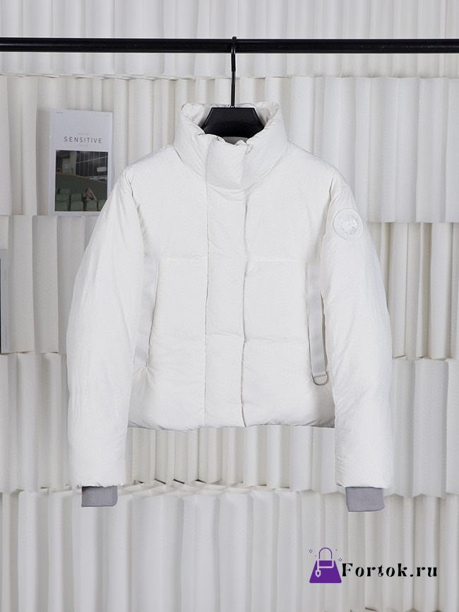 Fortok Canada Goose Cypress Classic Embroidered Logo Short Parka Down Jacket White - 1