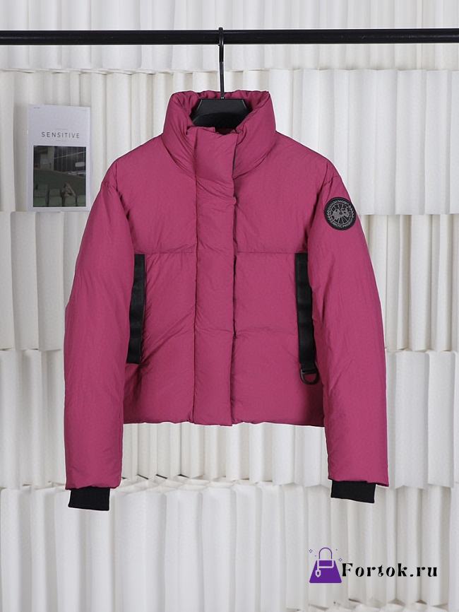 Fortok Canada Goose Cypress Classic Embroidered Logo Short Parka Down Jacket Dark Pink - 1