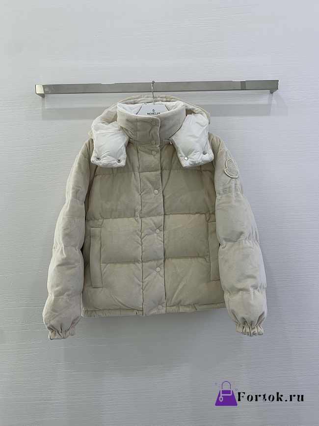 Fortok Moncler Daos Velvet Hooded Down Jacket Cream - 1