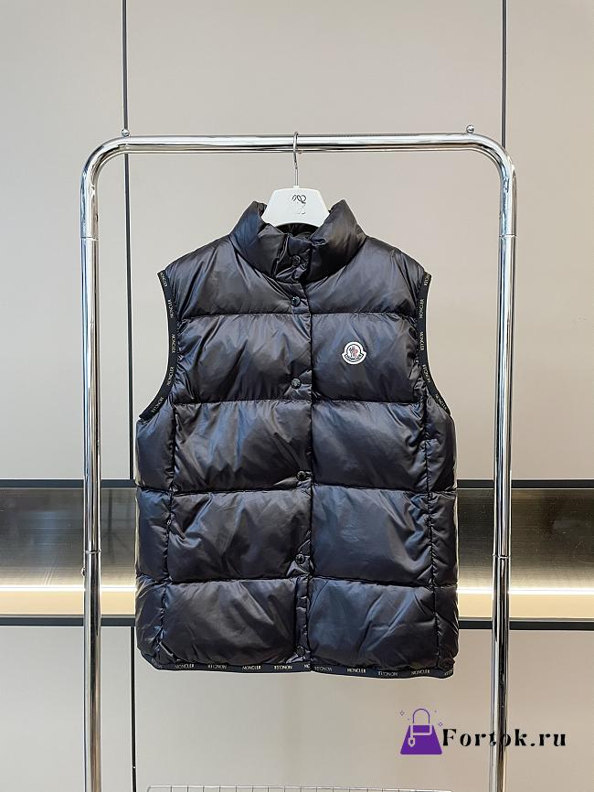 Fortok Moncler Collar Snap-button Down Vest Black - 1