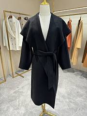 Fortok Maxmara Rienza Large Lapel Ripple Cashmere Coat Black - 1