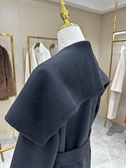 Fortok Maxmara Rienza Large Lapel Ripple Cashmere Coat Black - 5
