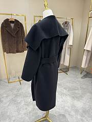 Fortok Maxmara Rienza Large Lapel Ripple Cashmere Coat Black - 4