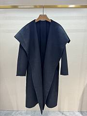 Fortok Maxmara Rienza Large Lapel Ripple Cashmere Coat Black - 2