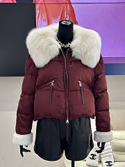Fortok Maxmara Fur Collar Coat Burgundy - 1