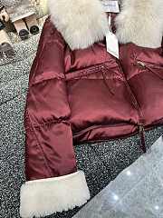 Fortok Maxmara Fur Collar Coat Burgundy - 6