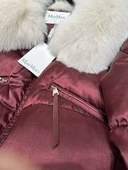 Fortok Maxmara Fur Collar Coat Burgundy - 4