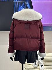 Fortok Maxmara Fur Collar Coat Burgundy - 2