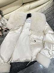 Fortok Maxmara Fur Collar Coat White - 3