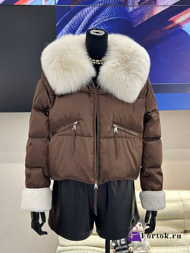Fortok Maxmara Fur Collar Coat Brown - 1