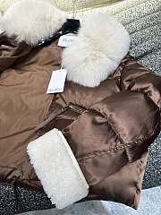 Fortok Maxmara Fur Collar Coat Brown - 6